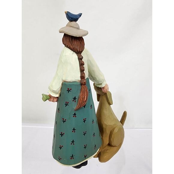 Williraye Saxony Girl & Sitting Golden Dog Figure WW1031 Bluebird Head Americana - Picture 5 of 8